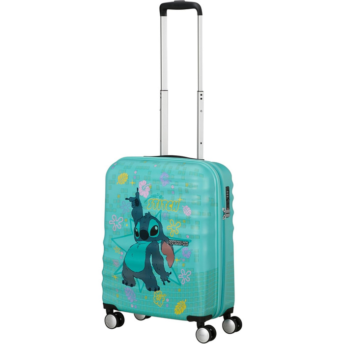 Чемодан American Tourister Wavebreaker Disney FL Spinner L, 77 см, 96 л, коліщата, Disney Stitch Flower, матове покриття