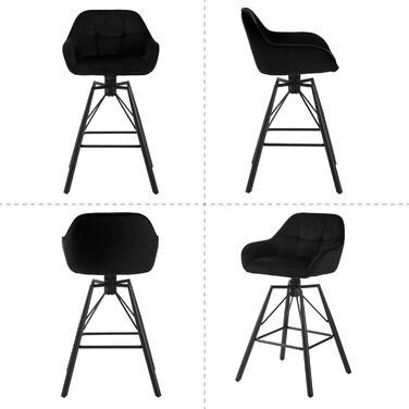 WOLTU 2-Piece Velvet Bar Stool Set with Backrest - Swivel, Padded, Metal Frame - Bistro & Counter Height Stools