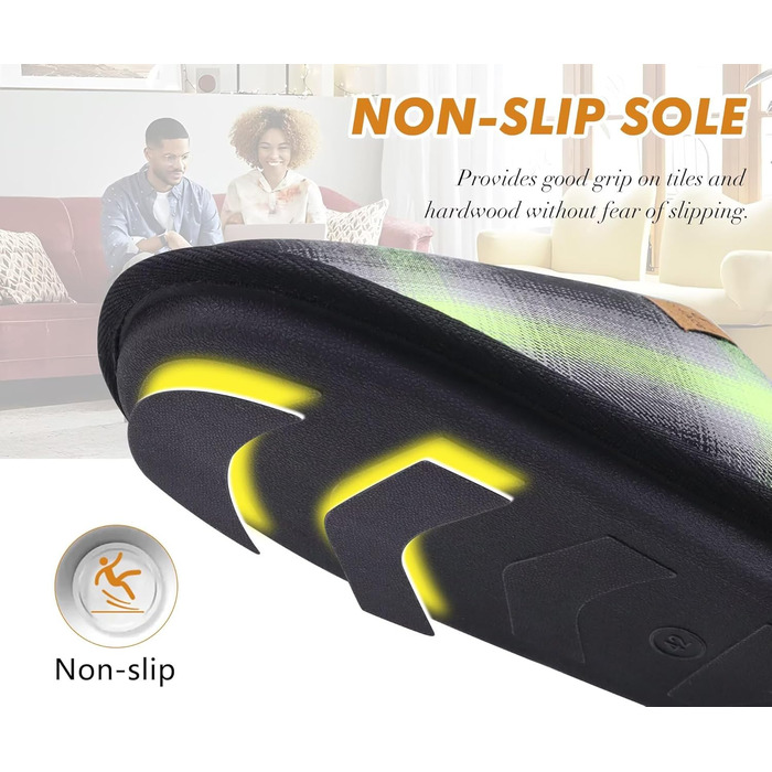 Чоловічі домашні тапочки COFACE з піною пам'яті, теплі, з вовняної тканини, з антиковзкою гумовою підошвою, розмір 40-49, 46 EU, зелені/чорні