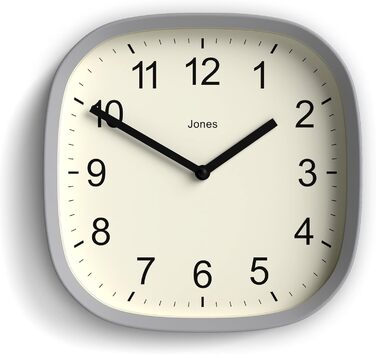 JONES CLOCKS Square Retro Wall Clock made of high-quality acrylic, 'Sprite' in Mint 25 x 25 x 5 cm (Gray)