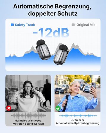 BOYA MINI 2: Бездротовий мікрофон-лавал'єр для iPhone, Android, Vlogging, YouTube, інтерв'ю (Space Silver)