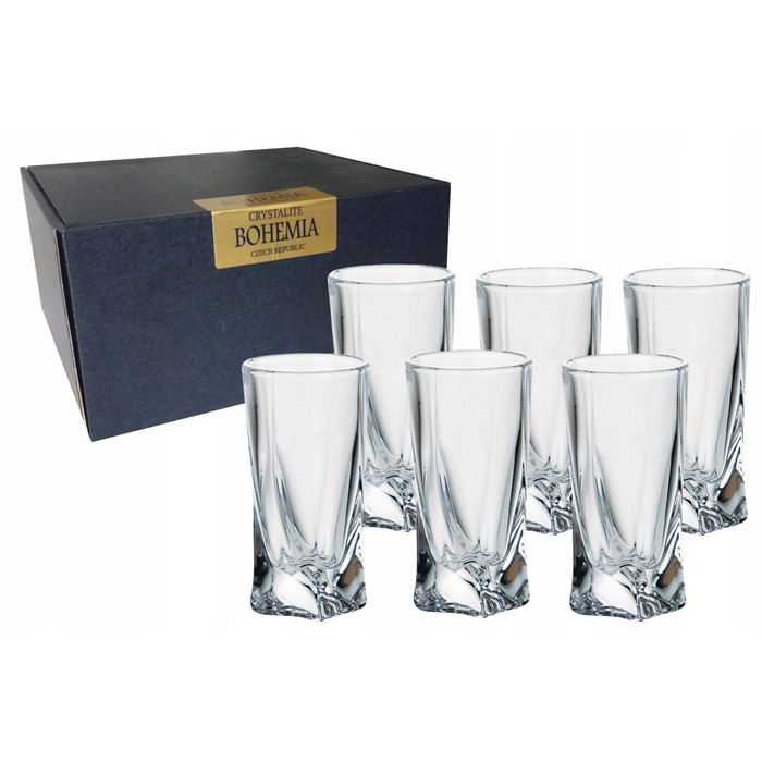 Набір кришталевих чарок Bohemia Quadro для горілки та лікерів, 50 мл, 6 шт.