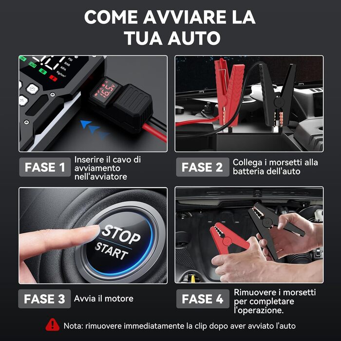 Портативний пусковий пристрій для автомобіля з повітряним компресором 8000A/150PSI (12V, для бензинових та дизельних двигунів) з LCD-дисплеєм M03