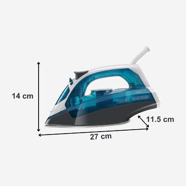 Праска з парою Black+Decker Blau BXIR2200E, 2200 Вт, пластик, 370 мл, 120 г/хв