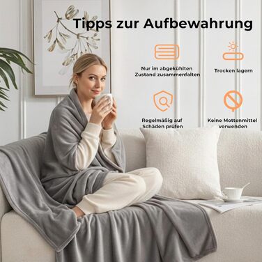 Електричний килим Celestа з підігрівом, 9 режимів нагріву, таймер, автовимкнення, 160x120 см, сірий - для софи, ліжка, офісу