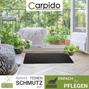 Кокосовий килимок Carpido антиковзний 60x90 см для вулиці та приміщення - сірий прямокутний килимок для входу