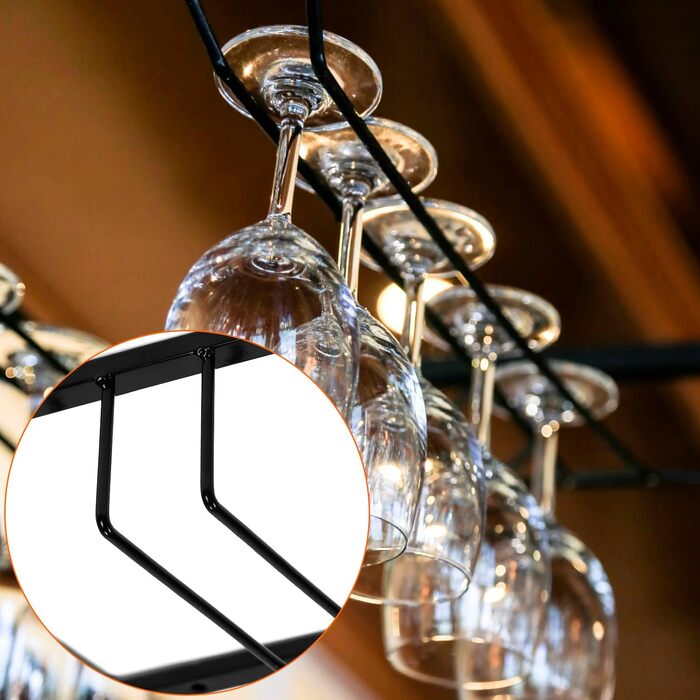 Підставка для вина QWORK® на 7 рядів, чорна - металева підставка для склянок під шафу, для барної кухні