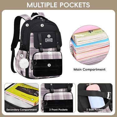 Шкільний рюкзак для дівчаток 1-5 клас, 2025. Ергономічний рюкзак для дітей з нагрудним ременем, водонепроникний, 27L, чорний. Kawaii дизайн.