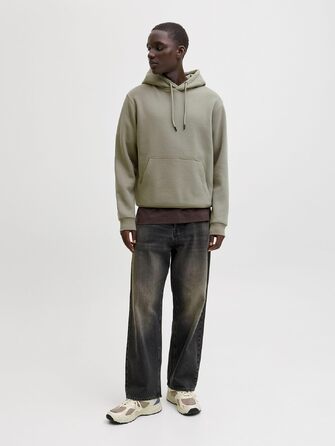 Чоловічий худі з каптуром JACK & JONES Mae однотонний, світло-сірий меланж (розмір XS, колір Vetiver)