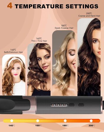 Локшина для волосся UKLISS PRO 32 мм з кліпсою, для довгого та середнього волосся, 140-200°C, рожевий