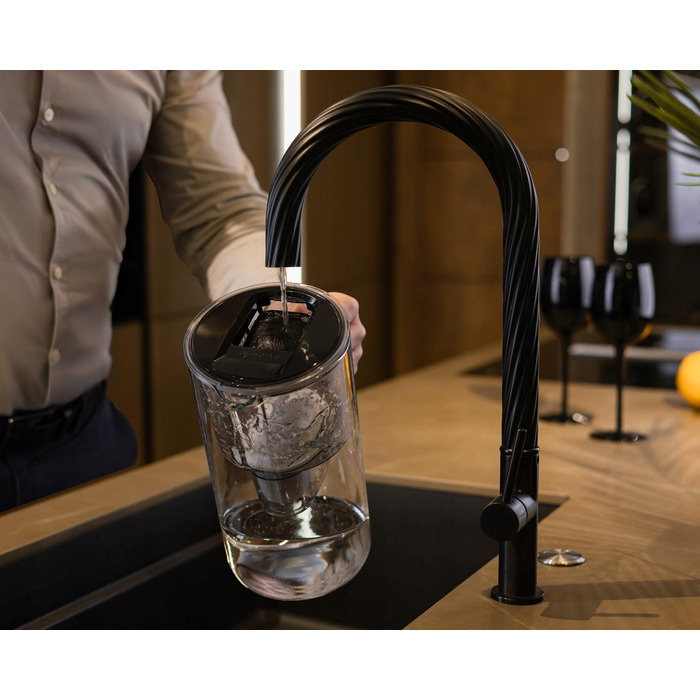 Скляний фільтр-віддільник для води Wessper D2 BOROSILICATE 3л, чорний + 8 фільтрів у комплекті