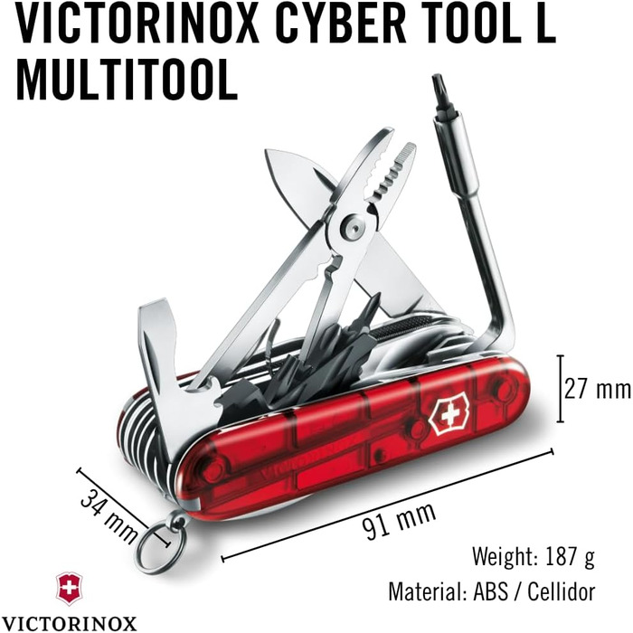 Швейцарський ніж Victorinox CyberTool L – мультитул з 39 функцій, ніж та міні-викрутка 1.5 мм