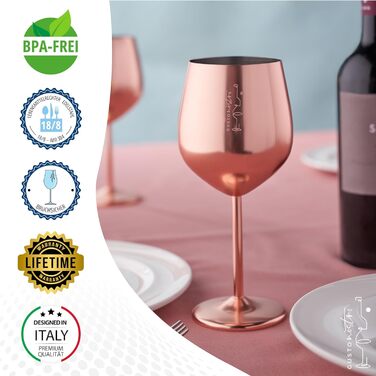 Набір келихів для вина Gusto Nostro з ніжки з нержавіючої сталі (4 шт.) 540 мл, рожеве золото, для шампанського та коктейлів