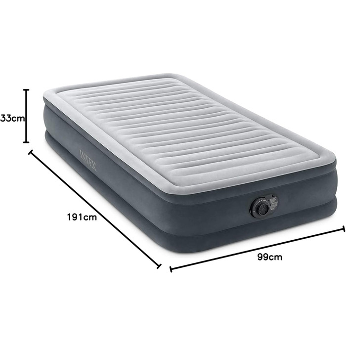Надувний матрац Intex Twin Comfort-Plush Fiber-Tech RP 99x191x33 см (67766ND) - односпальний, для дому та відпочинку