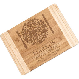 Maverton Bamboo Cutting Board with Engraving - Serving Board - Charcuterie Board Solid Wood - Size: 35x25 cm - Cutting Board for Men - Christmas Gifts - for Birthdays - for Christmas - Cutlery