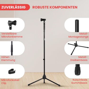 Підставка для мікрофону Pyle, універсальна, регульована висота 85-153 см