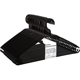 Чорні вішалки для одягу 50 шт. з обертовими гачками, пластик, Made in EU, 100% перероблений матеріал