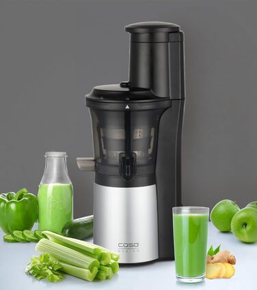 CASO SJW 300 Design Slow Juicer: Gentle and gentle juicing thanks to the low speed (60 rpm), up to 30% higher juice yield compared to conventional juicers, quiet 300 watt motor