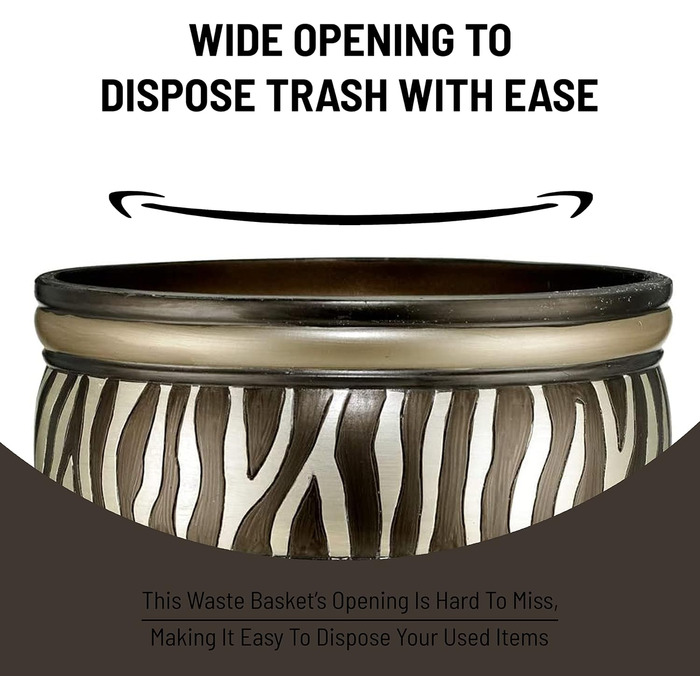 Набір аксесуарів для ванної кімнати Zahari Home Sinatra: миловарка, дозатор для лосьйону, склянка, тримач для зубних щіток, мильниця. Сучасний декор з блискучого мозаїчного скла, чорний (Safari Stripes). Набір сміттєвого контейнера та органайзера для серв