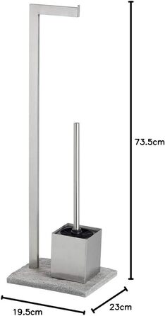 Набір для туалету WENKO Granit: тримач для щітки, нержавіюча сталь, сірий, 23 x 73.5 x 19.5 см