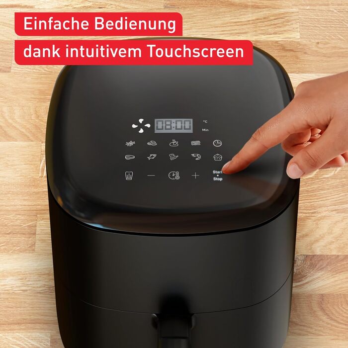 Аерофритюрниця Tefal EY2458 Easy Fry Max, 5 л, 10 програм, антипригарне покриття, сенсорне керування, енергоощадна, чорна