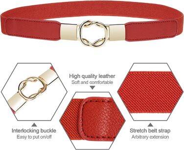 Жіночі тонкі ремінні EAONE 5 шт. у наборі, еластичні пояси для суконь, великі розміри, кольори: золото, чорний, білий, червоний, темно-синій