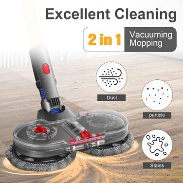 Насадка для миття підлоги RUKHOOL для пилососів Dyson V7/V8/V10/V11/V15, з мікрофіброю та 8 змінних серветок, водяний бак