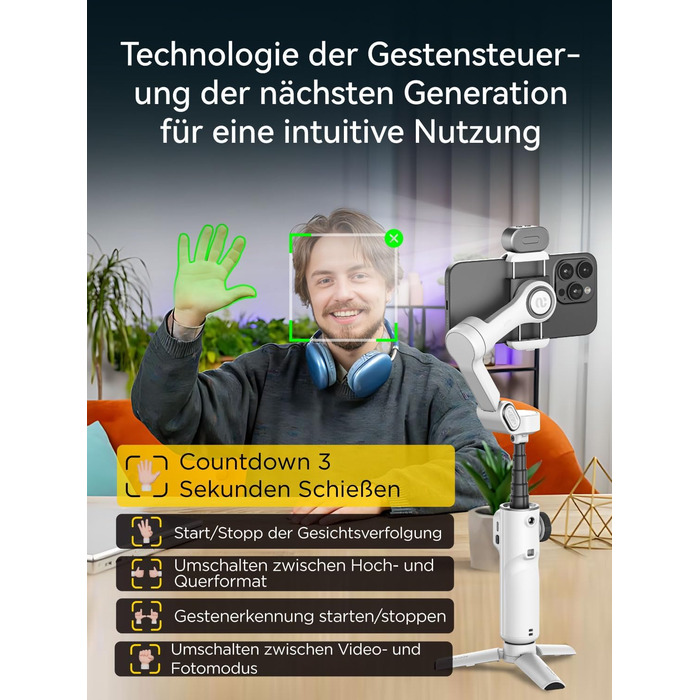 Стабілізатор для iPhone та Android від AOCHUAN: 3-осьовий гімбал з OLED-дисплеєм та подовжувачем 7,8 дюймів (Smart X2 Kit)