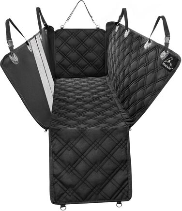 Meadowlark® Автоковдра для собак на заднє сидіння - Водостійка, повна комплектація, сітчасте вікно, захист від шерсті, бруду та подряпин, 2 чохли на підголівники, XL, Чорний (152.5 x 162.5 см)