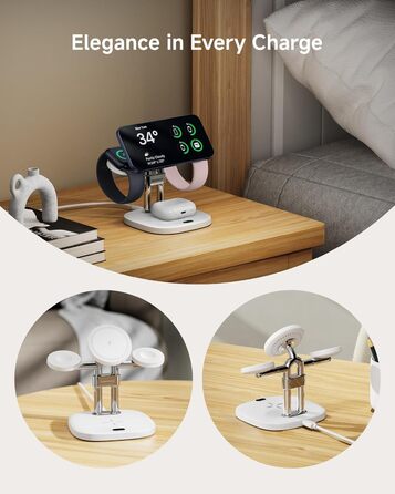 Зарядний пристрій SwanScout 709M Black: Двопортова зарядка для Apple Watch та iPhone (11/Ultra 3/SE 3, Air/17 Pro Max/17 Pro/17/16/15/14)