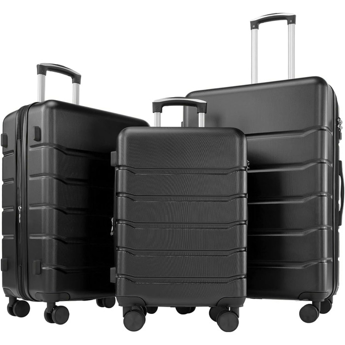 Набір валіз у жорсткому корпусі Dumos 3tlg. Hartschalenkofferset, чорний колір, з замком, телескопічна ручка