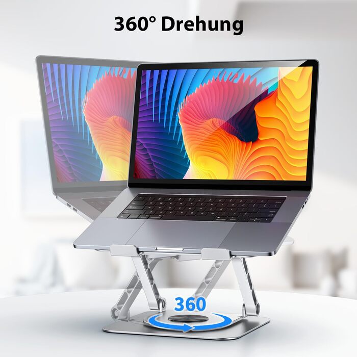 Підставка для ноутбука CreaDream, алюміній, 360° обертання, регульована, для 10-17