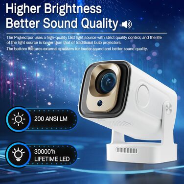 4K Міні-проектор Beamer для домашнього кіно з Wi-Fi 6 та Bluetooth 5.0, 170 ANSI Lumen, Android 11 (HY260pro)
