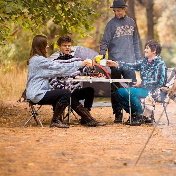 Складаний туристичний стіл CPROSP 90x40 см, чорний, регулювання висоти 26-70 см