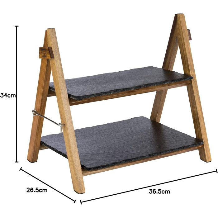 3-ярусна етажерка APS з шиферних плит, дерево акації, діаметр 30/25/20 см, висота 34 см