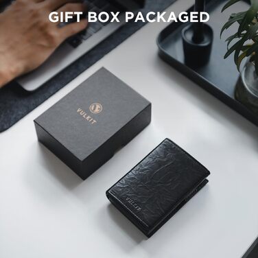 Кредитне шкіряне портмоне VULKIT з RFID-захистом, Pop-Up, з відділенням для купюр, ID-віконцем та монетним відділенням, чорний (Prism)