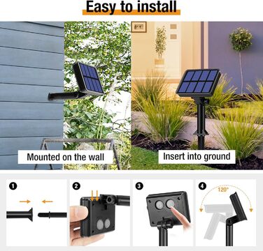 Сонячна гірлянда для дому та саду BTfarm, 2 шт по 15 метрів, 150 LED, IP65, вологостійка, 8 режимів, тепле світло, для саду, тераси, подій