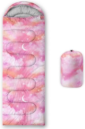 Сплячі мішки BailiPromise Pink Cloud - рожеві хмаринки, 3 сезони, для дорослих та дітей, водонепроникні, 31x90