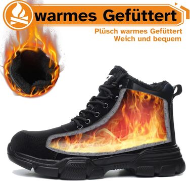 Черевики безпеки для чоловіків та жінок, водонепроникні зимові утеплені черевики з металевим носком, чорні, розмір 43 EU