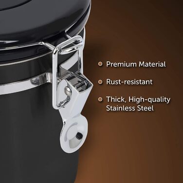 Контейнер для кави Dreamhigh® з дозатором, 1 кг, нержавіюча сталь, 2800 мл, чорний