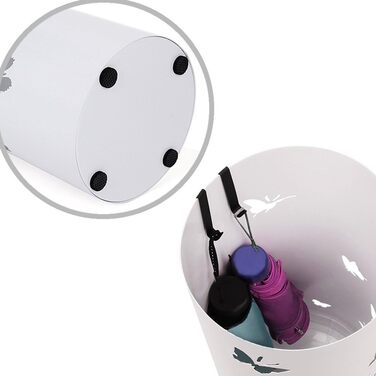 Bakaji Metal Umbrella Stand with Water Tray and Hooks - White, for Rain and Walking Sticks