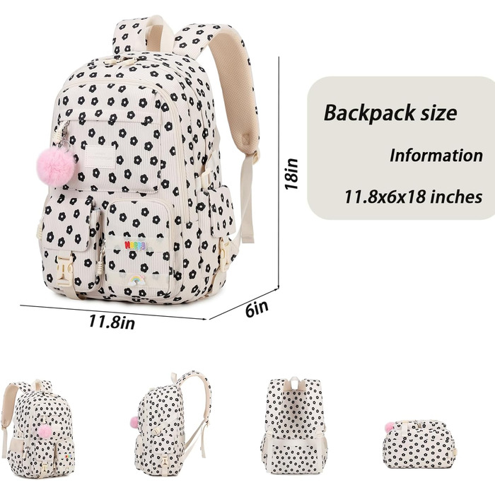 Шкільний рюкзак для дівчаток-підлітків Lmwzh, Cordrucksack, 8+ років, 1-Plum-Blossom