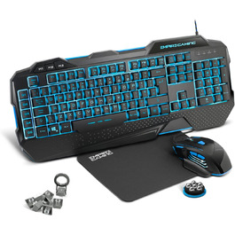 Набір для геймінгу EMPIRE GAMING Hellhounds: Клавіатура, миша, килимок для миші - програмування через ПЗ, RGB підсвічування, 7200 DPI, сумісність з Windows