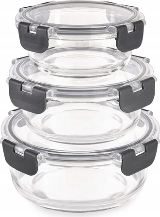 Набір зі 10 скляних ланчбоксів для їжі, термостійкі контейнери з герметичною кришкою