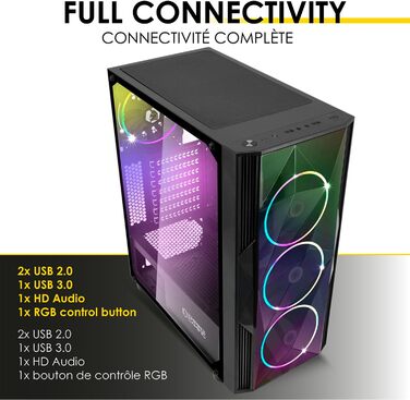 Комп'ютерний корпус EMPIRE GAMING Diamond – ігровий ATX корпус з RGB підсвічуванням, скляна бічна панель, 4 вентилятори 120 мм