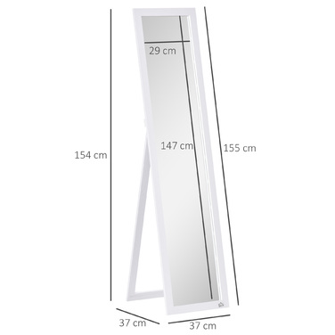 HOMCOM Full-Length Mirror, 154 x 37 cm Wall Mirror with Stand, Standing Mirror for Living Room, Bedroom, White | Aosom