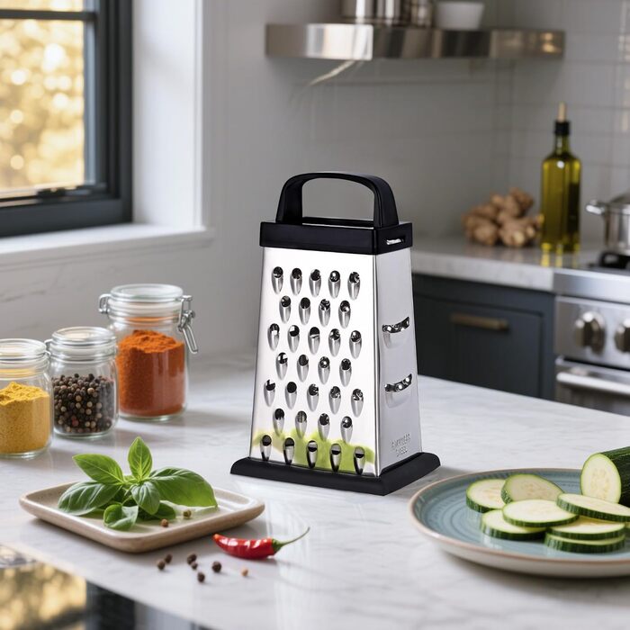 Терка кухонна YC Kitchen 4-стороння з нержавіючої сталі для овочів та сиру