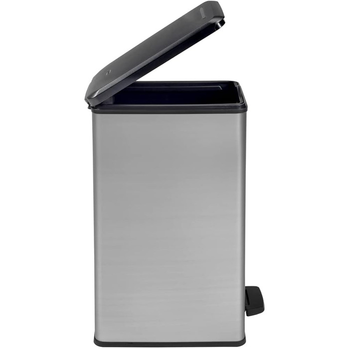 Сміттєвий кошик Curver Deco Slim 40 л, пластиковий, чорний/сріблястий металік, 39.3 x 25 x 60.7 см