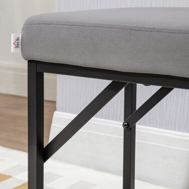 HOMCOM Upholstered Bench with Velvet Look, Bed Bench, Vanity Bench, Entryway Bench for Living Room, Bedroom, Dark Grey, 115x46x49 cm