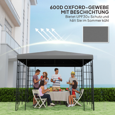 Outsuuny Replacement Canopy for Gazebo 3 x 3 m, Waterproof Gazebo Roof, Replacement Cover for Garden Gazebo, Replacement Parts Made of Oxford Fabric, 370 g/m², Dark Grey | Aosom